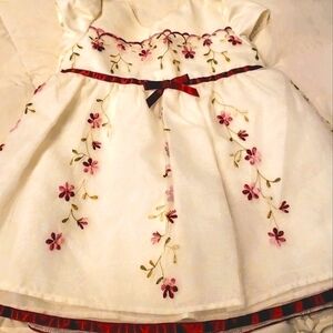 George Tulled Embroidered Dress 12mo Wht/Red